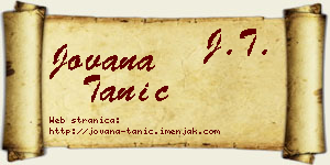 Jovana Tanić vizit kartica